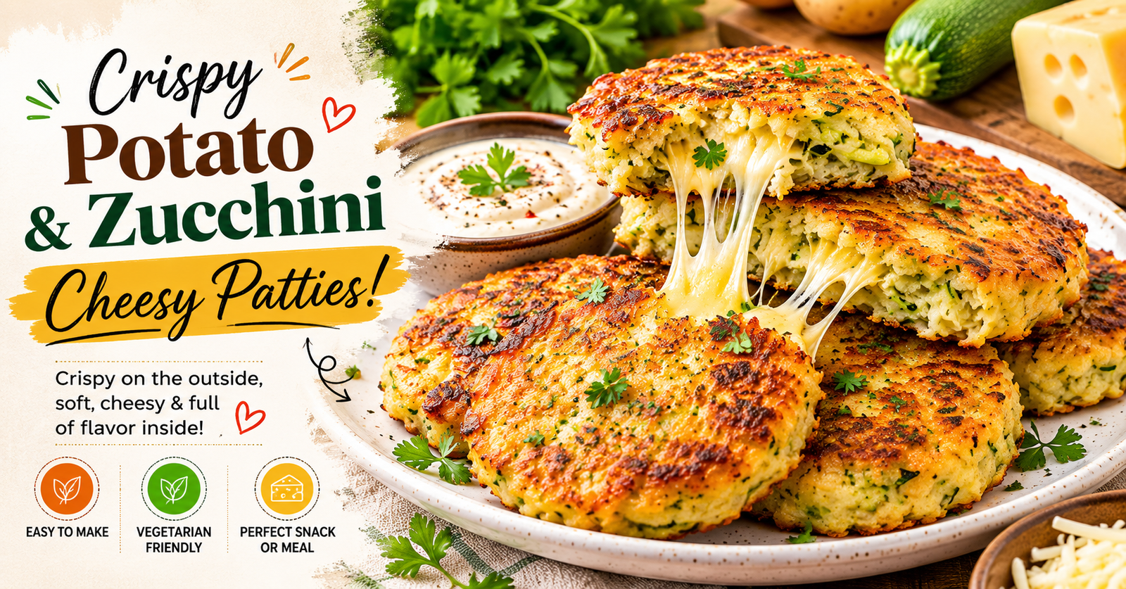Crispy Potato & Zucchini Cheesy Patties!