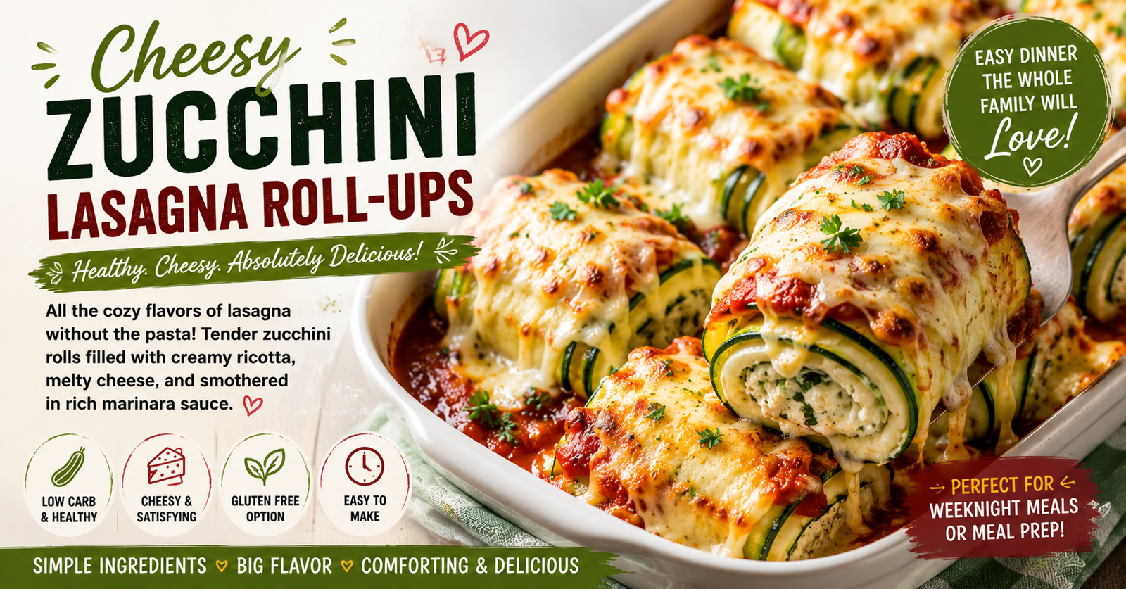 Cheesy Zucchini Lasagna Roll-Ups